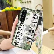 Phone Case Compatible with Sony Xperia1 VII, Protective Anti-Knock Waterproof Cute Wrist Strap Ring Kickstand Dirt-Resistant Back Cover Panda