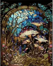 FQOVKYN Paint by Numbers Kit for Adults & Beginners- DIY Acrylic Mushroom Adult Paint by Number Kits on Canvas Without Frame, Oil Painting by Numbers Kit for Home Decor Present16x20 inch