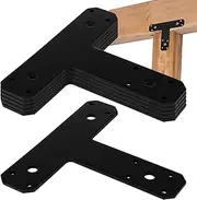 [Generic] T Shape Mending Plate | Iron Household Flat Joining Bracket Brace,Black Joining Bracket Brace for Tables, Chairs, Multifunctional Tie Plates for Joints, Cracks
