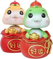 CIYODO 2pcs Cute Snake Car Decor Mini Resin Figurine Luck Symbol for Vehicle Desk Festive Cartoon Snake Model Multipurpose Interior Decoration for Home Office