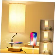 Upgraded Smart Bedside Table Lamp with Wireless Charger & USB Port - Cream