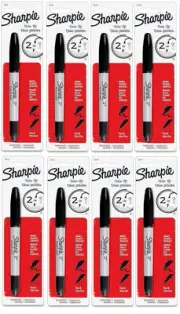 Sharpie Twin Tip Fine/Ultra Fine Permanent Markers, Black (Pack of 8)