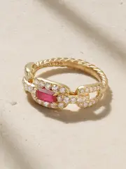 [David Yurman] David Yurman - Stax 18-karat Gold, Diamond And Ruby Ring - 7 7 Gold