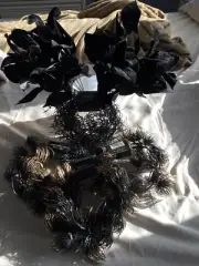 Ashland Halloween 4 Coiled Garland 5ft | 1.5m AND 2 BLACK LEAF BOUQUETS - NWTS