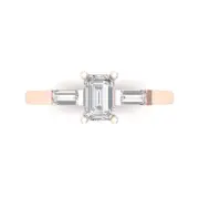 1.05 Emerald 3 stone Sapphire Bridal Wedding engagement Ring 14k Rose gold