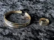 Fashion New 18k Gold / Silver Adjustable Bangle With Ring Set