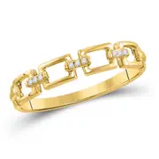 10k Yellow Gold Round Diamond Chain Link Stackable Band Ring .03 Cttw