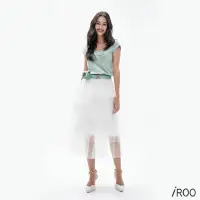 在飛比找momo購物網優惠-【iROO】層層網紗長裙