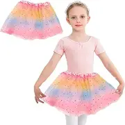 [PYEUIFT] Girls' skirt, tulle skirt, children, tulle skirt, girls, colourful sequins, sparkling tutu, tulle skirt, dance, glitter skirt, elastic belt, one size