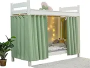 Teanea Heavy-Duty Adult Bunk Bed Blackout Curtains for Bottom Twin Privacy Underbed Curtains for High Loft Bed, 2 Panels, Light Green 47.2in