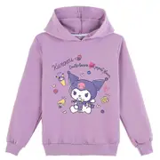 Kids Girls My Melody Kuromi Printed Casual Sweatshirt Hoodies Hooded Pullover Tops Purple 7-8 Years