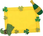 ibasenice Easy to Assemble St. Patrick's Day Photo Frame Green Shamrock Elements Craft Photo Frame Unfinished St. Patrick's Day Ornament