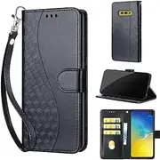 Phone Case for Samsung Galaxy S10e Case, Premium PU Leather Wallet Flip Case with Card Slots Kickstand Magnetic Closure compatible Samsung Galaxy S10e Cube-Black