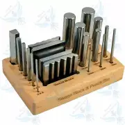 16PCS Swage Block & Punch Set Steel Dapping Shaping Forming Craft 16 Punches