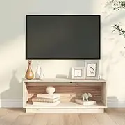 VRAXO TV Cabinet 90x35x35 cm Solid Wood Pine -7.82KG,813829