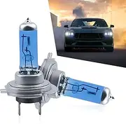 FISTANA 2 PCS H4 Car Halogen Fog Light, 12V 100W High Power 360° Lighting Super Bright Quartz Glass Bulb, 3-pin Plug and Play Replacement Light Accessory, Suitable for Most Car Models (White)