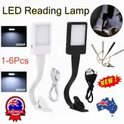LED Book Reading Light Lamp USB Rechargeable Flexible Clip On Bed Desk Table~