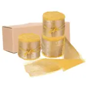 3pcs Chiffon Ribbon, 1 1/2"x5 Yard Silk Ribbon, Gold Glitter Fabric Ribbon