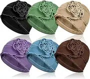 [AIPESL] 6 Pieces Cotton Chemo Turban Headwear, Soft Cancer Headwear Elastic Chemo Hats for Women with Hair Loss