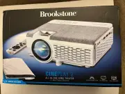 Brookstone All in One Home Theater Cineplay 2-1 Projector & Screen Kit NEW