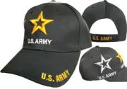 U.S. Army Star (NEW) Shadow BLACK Ball Cap Baseball Embroidered Licensed Hat
