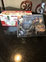 NIB Slice O Matic Veggie Cutter and Beautifills Coaster Set with Holder