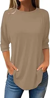 [Generic] Womens Long Sleeve Winter Scrub Tops Women Top with Three Quarter Sleeves Women Plain Long Sleeved T Shirts