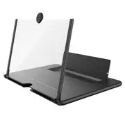12" HD 3D Phone Screen Magnifier Enlarge 3-4 Times Foldable Movie Video Screen Amplifier Lazy Desktop Mounts for all Cell Phone BLACK COLOR