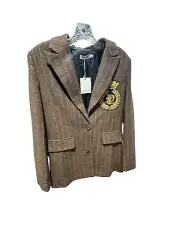 NWT Skylar Rose Blazer Preppy WS Herringbone 2 Button Closure Lined Emblem