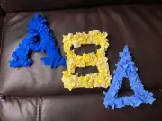 Handmade Alpha Xi Delta Letters, Fabric, AΞΔ, Wall Hanging, AZD, Sorority
