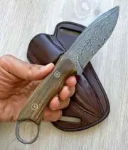 Fixed Blade Hunting Knife With Leather Sheath Handmade Pocket Knife, For Camping