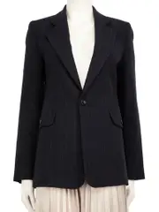 Navy Wool Lisle Broken Stripe Blazer