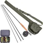 Lixada Fly Fishing Rod and Reel Combo with Carry Bag & 20 Flies - Premium 9' 4-Piece Carbon Fiber Rod with Lightweight ABS Reel - Complete Starter Package Fly Fishing Starter Kit