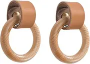 Wood Drawer Handles 2Pcs Chinese Style Log Single Hole Drawer Handle Wooden Cabinet Wardrobe Door Children's Room Solid Wood Large Ring Handle Coffee Color