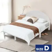 ACA Wood Bed Frame Double Wooden Base Platform Bed Round Bedhead White (PICK UP)