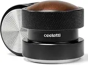 [ceelatti] 54mm Tamper Palm, Spring Loaded Coffee Tamper for 54mm Portafilter, Self Leveling Espresso Tamper for Breville Sage Barista Express Pro, Walnut Handle, Stainless Steel Ripple Base, Black