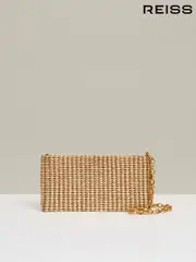 Reiss Gold Bailey Beaded Removable Strap Shoulder Bag (641947) | $295