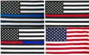 Thin Blue and Red Line USA Flag (4 Flags Set) 3x5 ft Support Police and Fire