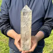 Top! 1.68kg Natural Clear quartz Obelisk Quartz Crystal Wand Point Reiki Tower