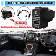 Switch Button USB-A USB-C Port PD QC3.0 Charger For Mitsubishi Outlander 06-12 (for: Mitsubishi)