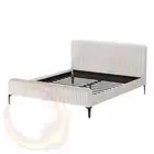 Artiss Bed Frame King Bed Base Headboard Beige Fabric Wooden Slats Metal Legs