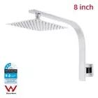 Bathroom Chrome Square 8'' Rain Shower Head BRASS Gooseneck Wall Arm Set DIY