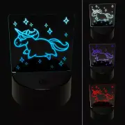 Chubby Unicorn with Stars 3D Illusion LED Night Light Sign Nightstand Desk Lamp
