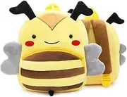 [Bansusu] 3D Cute Honeybee Pattern Baby Plush Backpack Ultralight Toddler Snack Bag Rucksack
