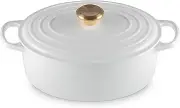 Le Creuset Signature Enameled Cast Iron Oval Casserole 29 Gld Knob White