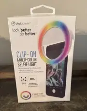 NEW IN BOX Clip-On Multi-Color Selfie Ring Light 24 LED 18 Colors Rechargable