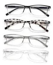 4-Pack Half Frame Blue Light Reading Glasses for Men Rectangle 4pcaks-1 0.5 x
