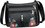 [GLSTOY] Synthetic Leather Messenger Bag for Women Girls Fashion Tote Bag Zipper Pockets and Large Capacity