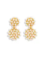 Kenneth Jay Lane Cluster Imitation Pearl Clip On Drop Earrings, 2L