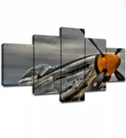 5 Piece Canvas Wall Art World War II Fighter Bomber Wall Décor Poster for Living